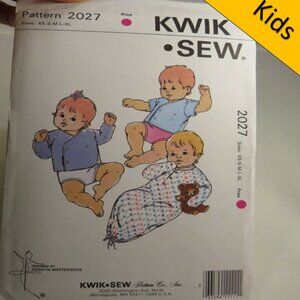Kwik Sew 2027 Clothing Sewing Pattern NEW UNCUT XS-XL shirt, panties, swaddle
